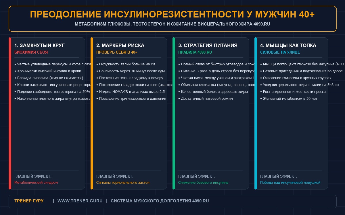 Инсулинорезистентность и живот у мужчин после 40 лет — как убрать висцеральный жир