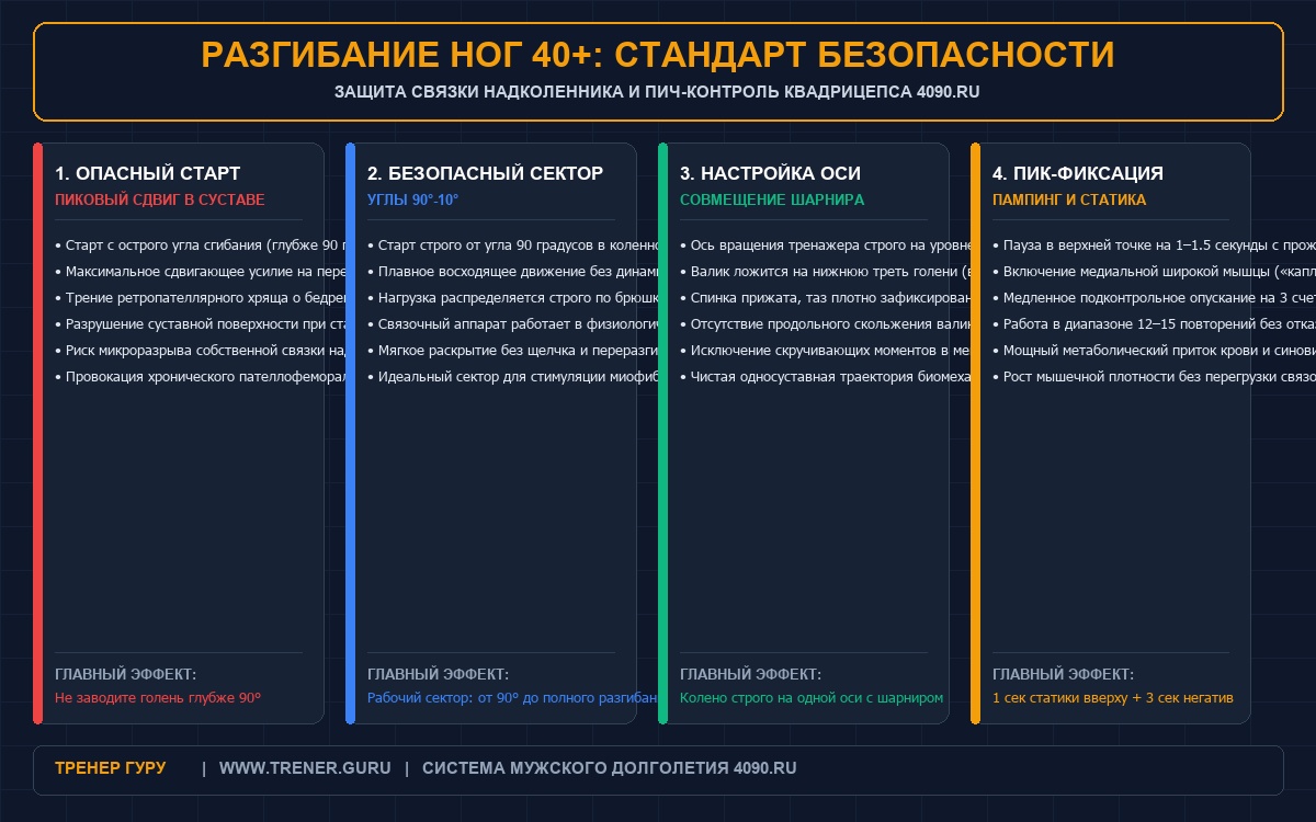 Разгибание ног сидя в тренажере после 40 лет биомеханика и безопасность коленей