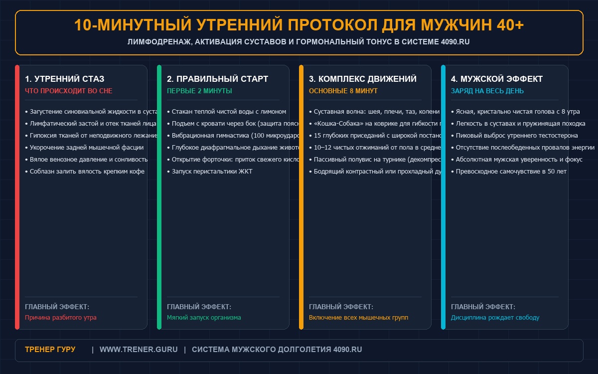 Утренняя зарядка на 10 минут для мужчин после 40 лет — готовый комплекс