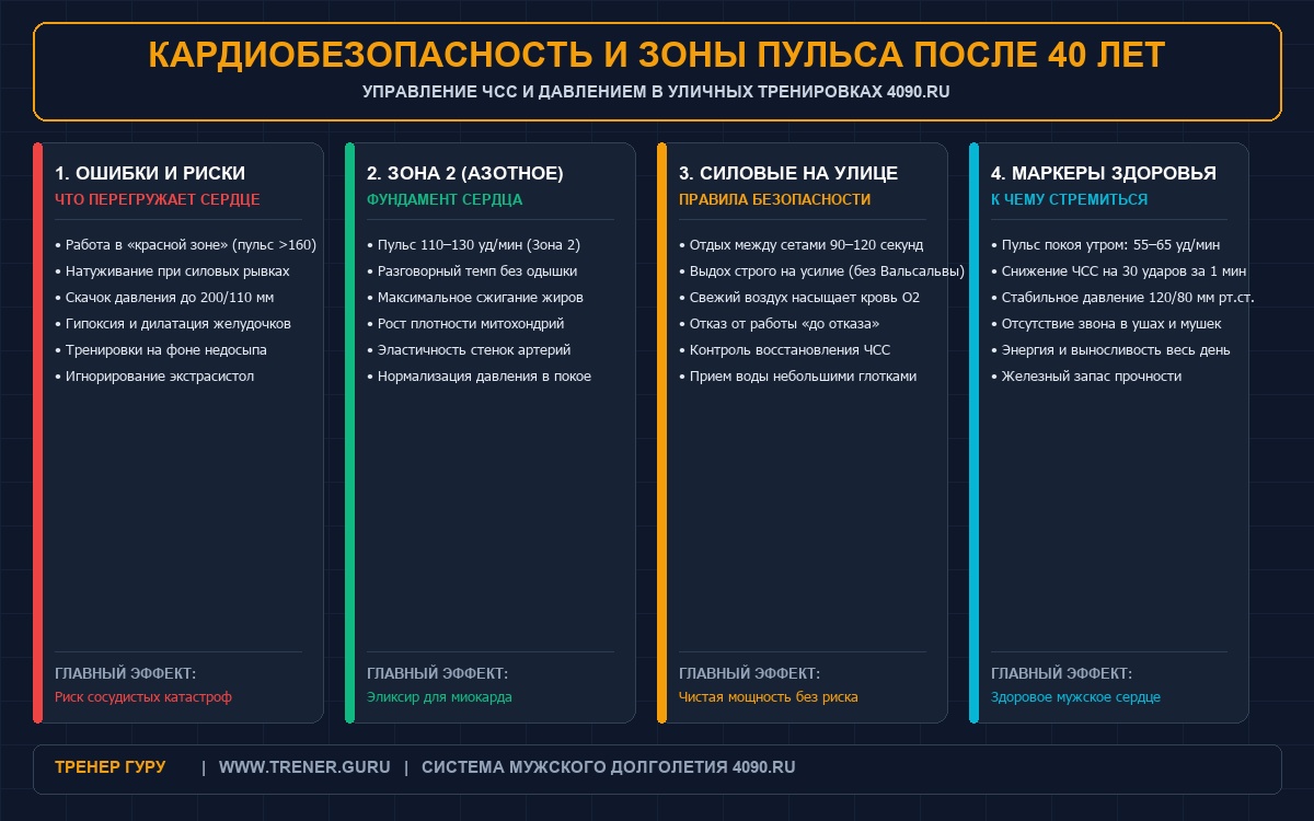 Пульс и давление при тренировках после 40 лет — безопасные пульсовые зоны для мужчин