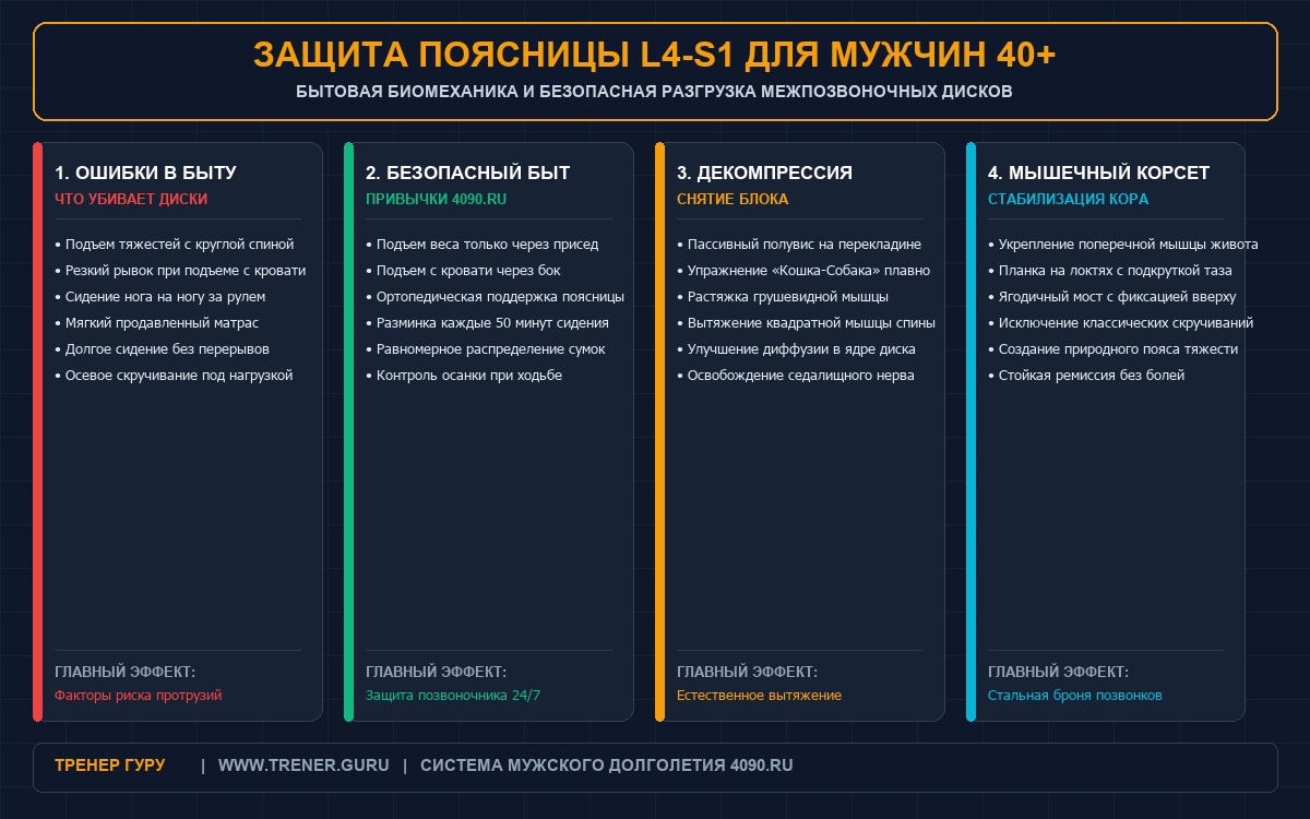 Боль в пояснице после 40 лет — бытовые ошибки и упражнения для декомпрессии спины