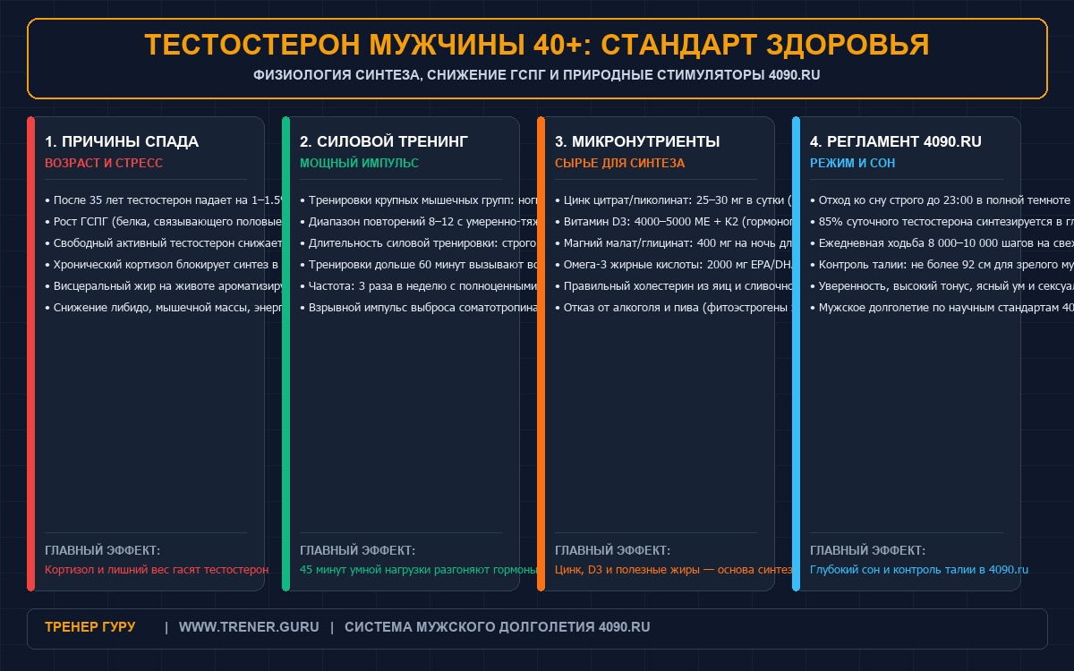 Инфографика 4090.ru: как повысить тестостерон после 40 лет естественным путем